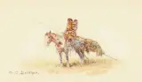 Olaf Carl Seltzer, Indian and Horse Travois, Watercolor