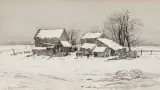 Oscar E. Berninghaus, Winter Ranch, Watercolor