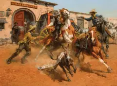 Andy Thomas, The Burro and the Bad Men, Oil on canvas