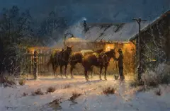 G. Harvey, Snowflakes, Oil on canvas