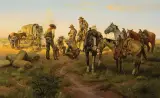Charlie Dye, Morning in Cow Camp, Oil on board