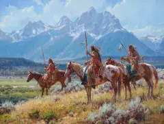 Martin Grelle, Meat Seekers at the Teewinot, Oil on canvas