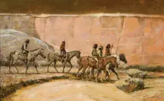 Apache Scouts by Kenneth Riley, Oil on board, sold Apr 2023