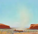 Gerard Curtis Delano, Moving Some Cattle, Oil on board