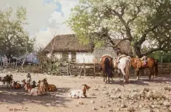 Melvin Warren, The Goat Ropers, Oil on canvas