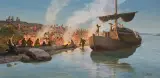 John Clymer, Welcoming the Trade Boat, Oil on canvas