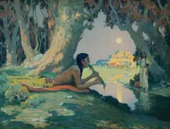 E. Irving Couse, Taos Love Call, Oil on board