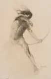 William Robinson Leigh, Buffalo Hunt study, Pencil drawing