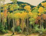 Joseph Henry Sharp, Aspens, Oil on canvas