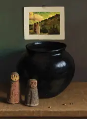 Twilight Meeting by William Acheff, Oil on canvas, sold Apr 2023