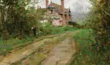 Richard Schmid, Nancy Painting the Blue Cottage, Oil on canvas