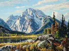 Conrad Schwiering, Mount Moran, Oil on board