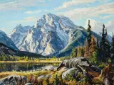 Conrad Schwiering, Mount Moran, Oil on board