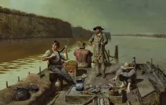 The Bluffs Have Eyes by John Philip Falter, Oil on canvas, sold Apr 2023