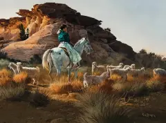 Ray Swanson, Evening Roundup, Oil on canvas