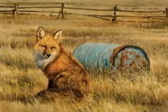 Nancy Glazier, Blue Barrel Fox II, Oil on board