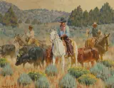 R.E. Pierce, Madison River Roundup, Oil on board