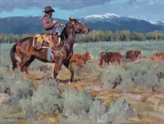 Charles Dayton, Roundup, Oil on board