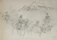 Charlie Dye, Pencil Study for Doan’s Crossing, Pencil on paper