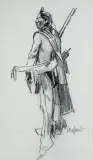 Ned Jacob, Ute with Bowcase, Charcoal on paper