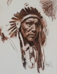 Harley Brown, Bull Plume, Pastel