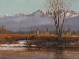 Joe Abbrescia, Creekside Camp, Oil on canvas