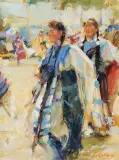 Carolyn Anderson, Rocky Boy Dancers, Oil on board
