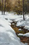 Jessica Garrett, Winter Creek, Oil on board
