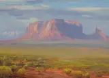 Rod Goebel, Sunset on Monument Valley, Oil on canvas mounted to board