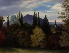 Near the Hudson by Albert Bierstadt, Oil on canvas, sold Aug 2023