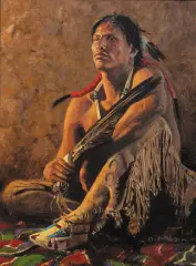 A Feather in Hand by David Mann, Oil on board, sold Aug 2023