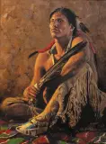 David Mann, A Feather in Hand, Oil on board