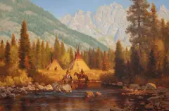 Gary Kapp, Camp on the River Bend, Oil on canvas