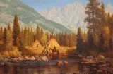 Gary Kapp, Camp on the River Bend, Oil on canvas