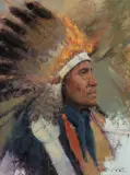 John Demott, Indian Chief, Oil on board