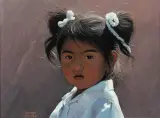 George Molnar, Navajo Tyke in White, Oil on board