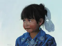 George Molnar, Dressed in Blue, Oil on board