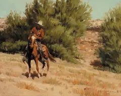 Harvey Johnson, Ranger at Work, Oil on board