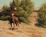 Harvey Johnson, Ranger at Work, Oil on board
