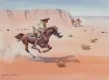 Leonard Howard Reedy, Attack on the Pony Express, Watercolor