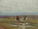 Raphael Lillywhite, Cowboyin, Oil on board