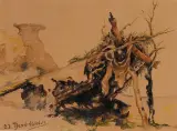 Oscar E. Berninghaus, Brush Cover, Watercolor