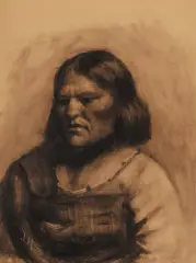Joseph Henry Sharp, Jerry Elk Foot of Taos, Oil or Ink wash