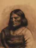 Joseph Henry Sharp, Jerry Elk Foot of Taos, Oil or Ink wash