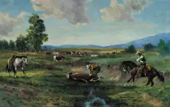 Raphael Lillywhite, Branding, Oil on board