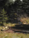 Mark Boedges, Mountain Lake, Oil on board