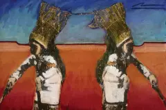 Mateo Romero, Double Deer Dancer, Oil on board