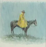 Olaf Wieghorst, Rainslicker Cowboy, Watercolor
