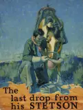 Lon Megargee, The Last Drop from his Stetson, Oil on board