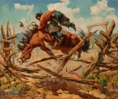 Olaf Wieghorst, Bustin’ Out, Oil on canvas